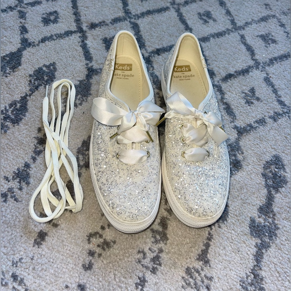 *Brand New* Kate Spade Cream Glitter Keds Size 7